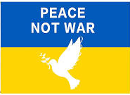 Flag of the Ukraine with dove and words, Peace Not War